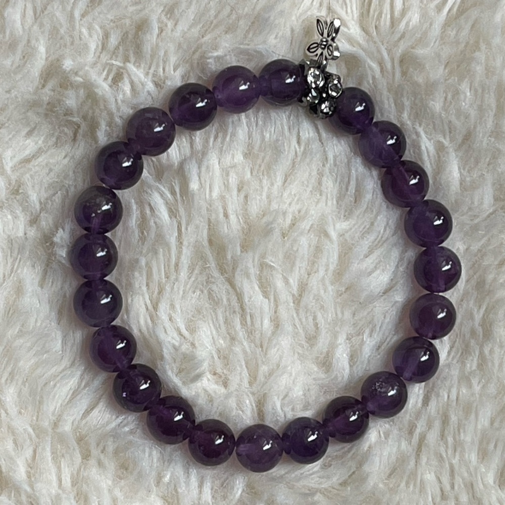 Amethyst Crystal Gemstone Bracelet 8mm Handmade with gift bag